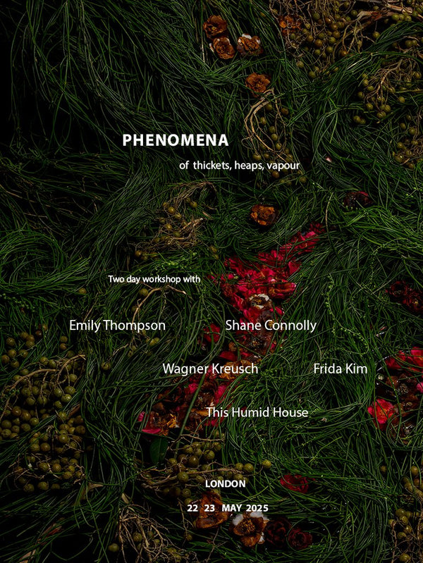 PHENOMENA – OF THICKETS, HEAPS, VAPOUR: WORKSHOP IN LONDON, UK WITH EMILY THOMPSON, SHANE CONNOLLY, WAGNER KREUSCH, FRIDA KIM, AND THIS HUMID HOUSE